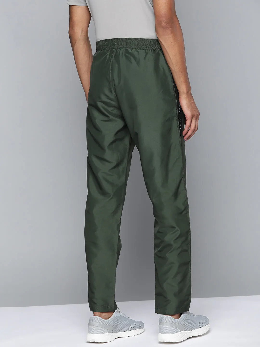 MoistureWickingFabric Adjustable Belt Loops Alcis Men Olive Green Solid Track Pants