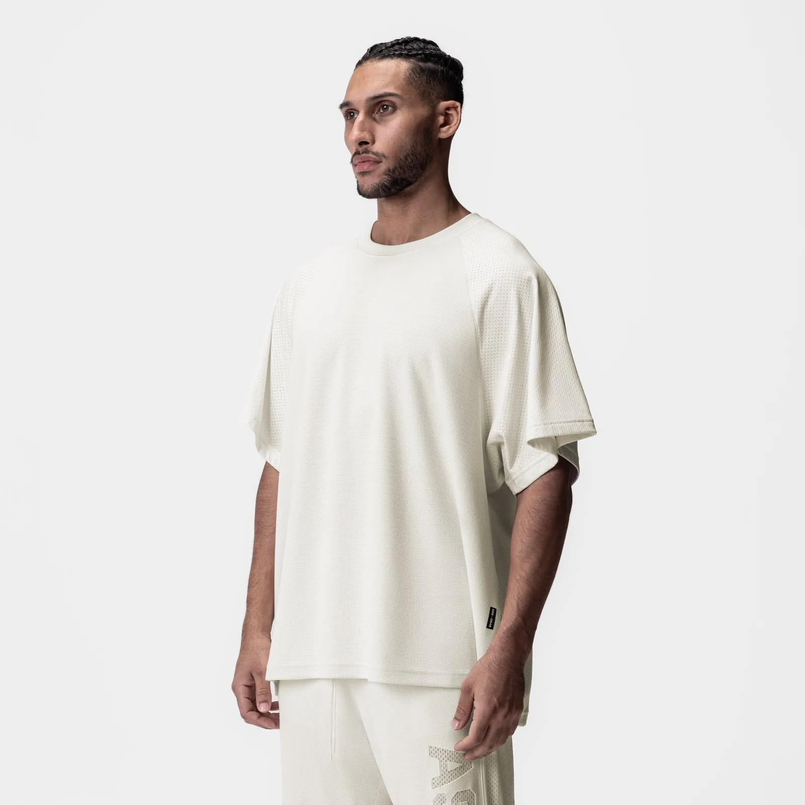 0946. Waffle Knit Oversized Tee - Cream Street Trendy