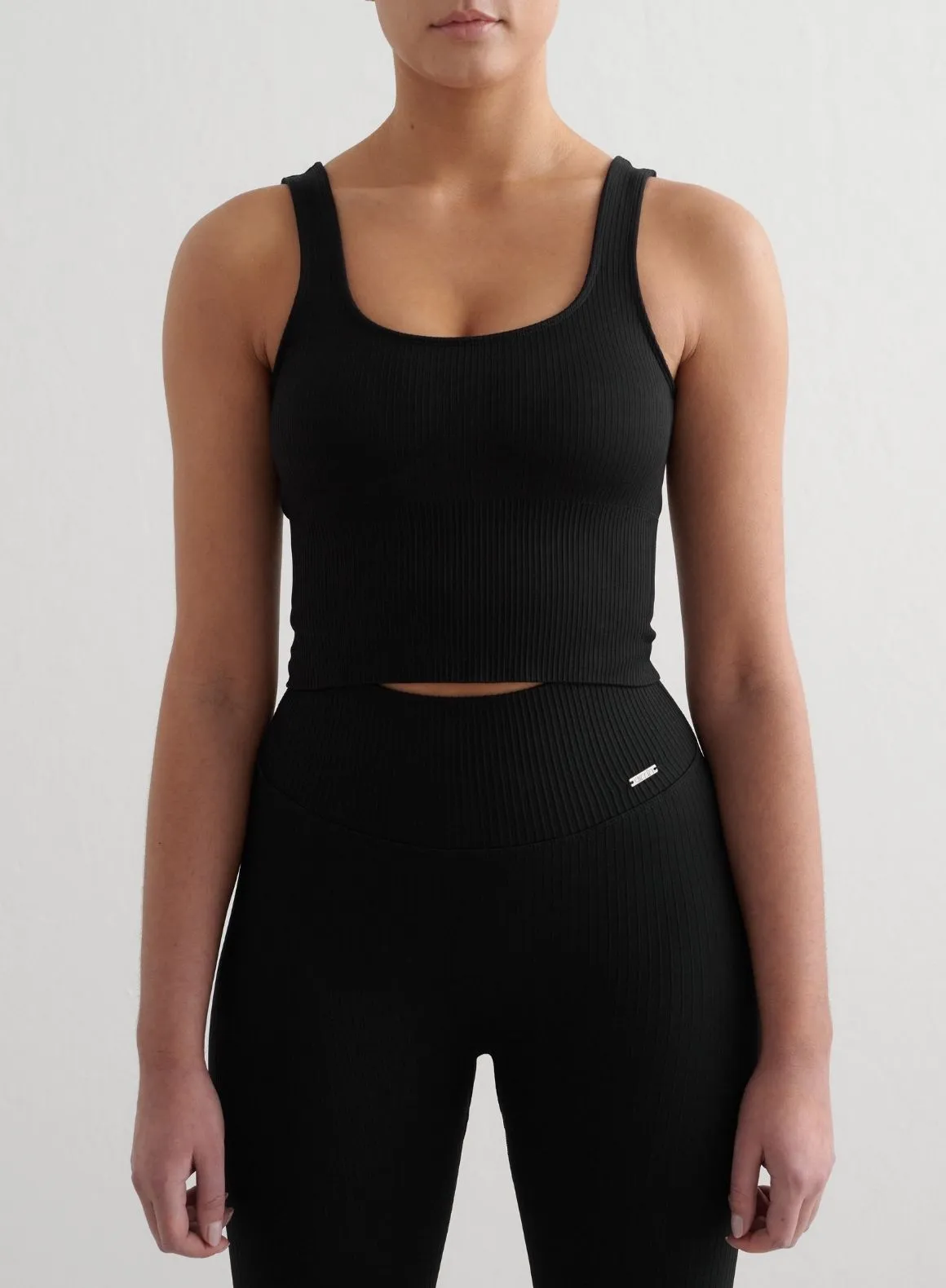 Black Ribbed Seamless Shaping Bralette Dynamic Tension Control Compact