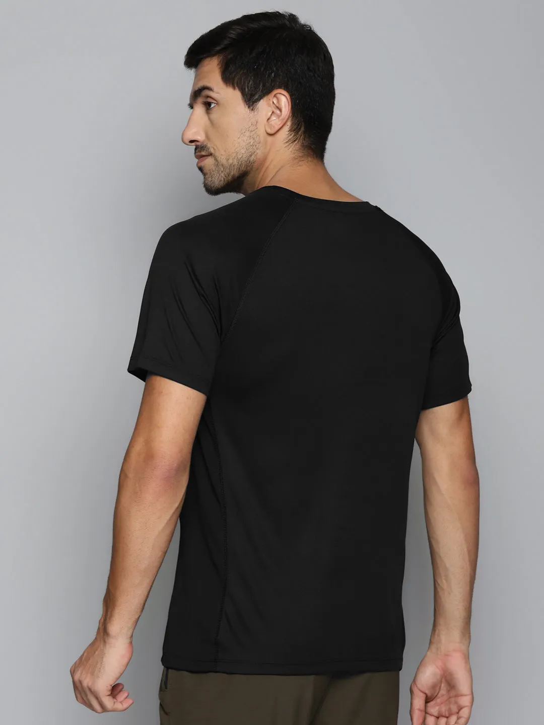 ALCIS Men Black Slim Fit Running T-shirt FrictionResistantFabric