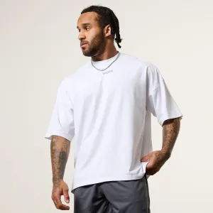 BiodegradableMaterial Soft Touch Texture Vanquish Essential V2 White Oversized Boxy T Shirt