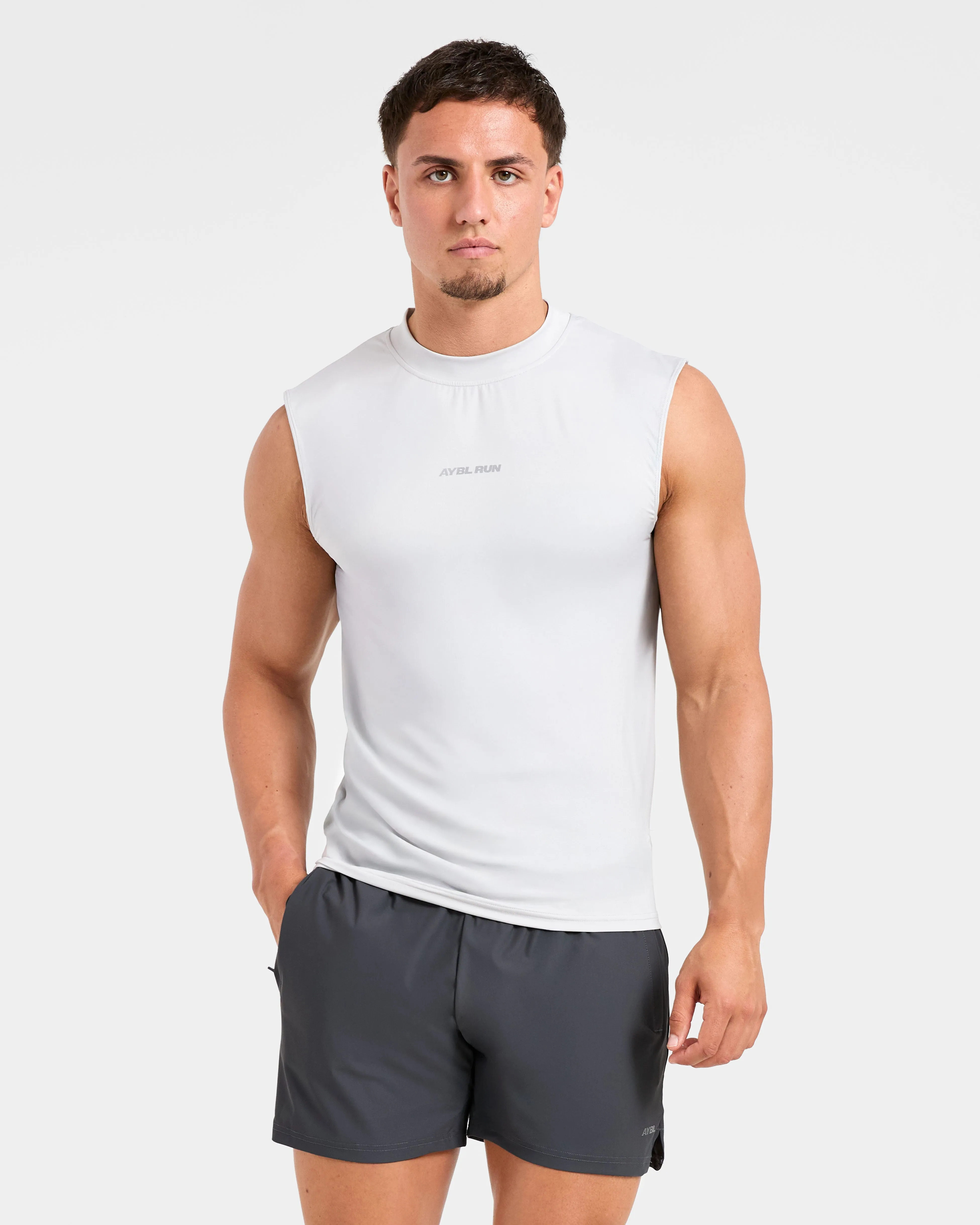 Run Slim Tank - Ice Grey Wrinkle Free Travel Ready Travel Essential
