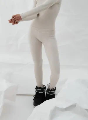 Solid Color Caf?? Au Lait Ribbed Wool Leggings