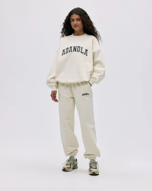 Everyday Style Stretchable Varsity Sweatpants - Marshmallow White/Midnight Blue