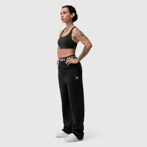 W034. Sorona? Terry Straight Leg Sweats - Black Flexible Style All Occasion