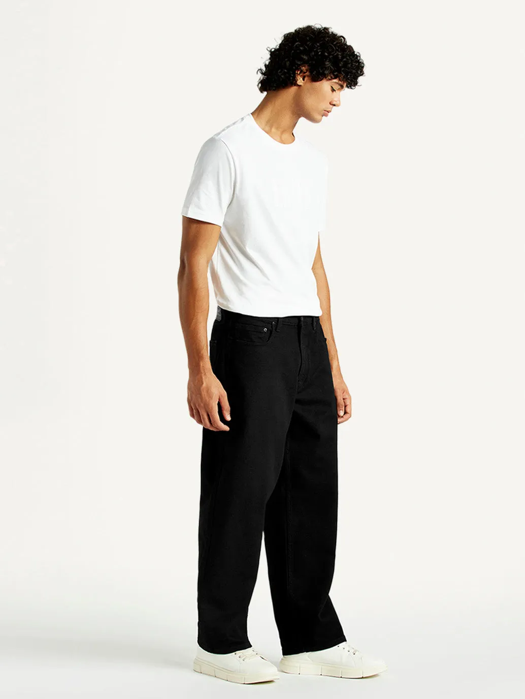 Men's 578 Black Loose Fit Mid Rise Jeans Urban Look Active Ready