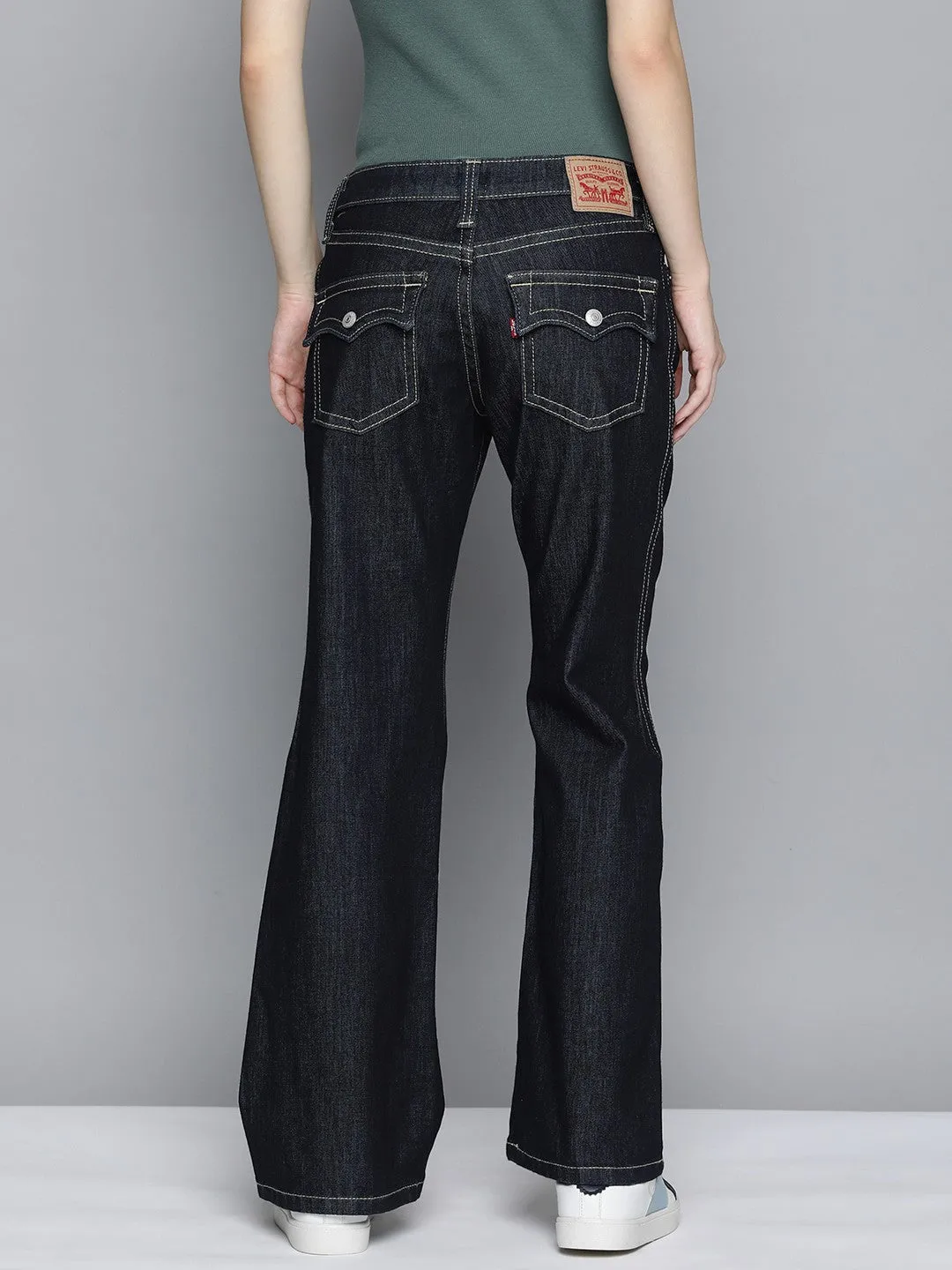 Women's Blue Bootcut Fit Low Rise Jeans Common Wear