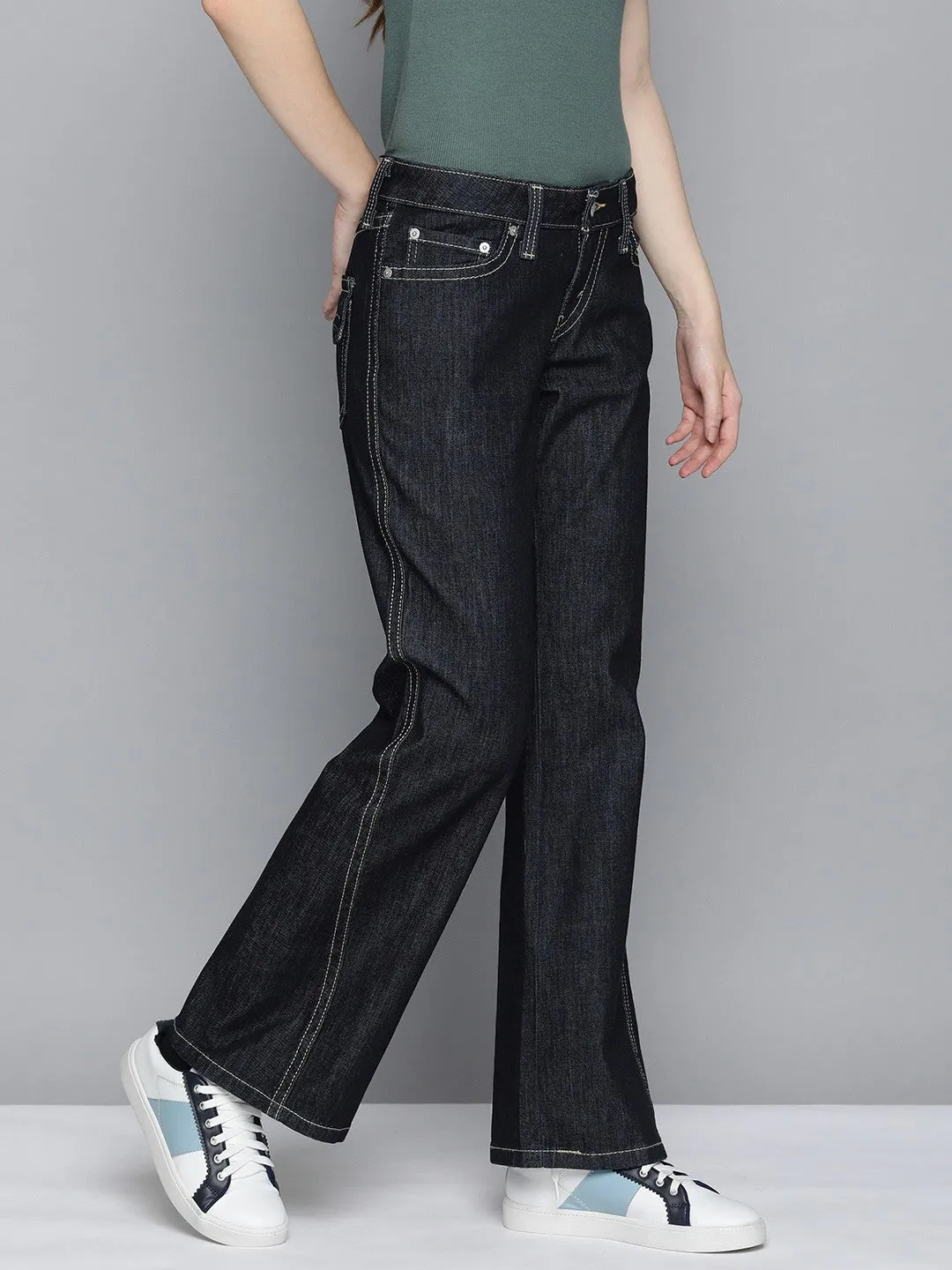 Street Mood Women's Blue Bootcut Fit Low Rise Jeans