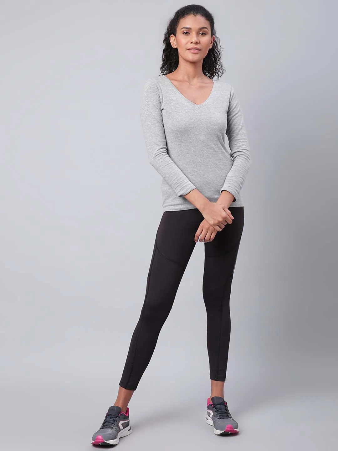 Hiking Trail Soft Touch Alcis Women Black Drytech  Solid Cropped Training Tights