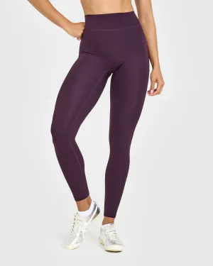 Urban Commuter City Walk Double Layered Fabric Chic Walk Timeless High Waisted Leggings with White Logo | Blackberry Purple
