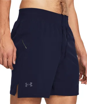 Spandex shorts checkered pattern Under Armour Launch Elite 7 Inch Mens Running Shorts - Blue