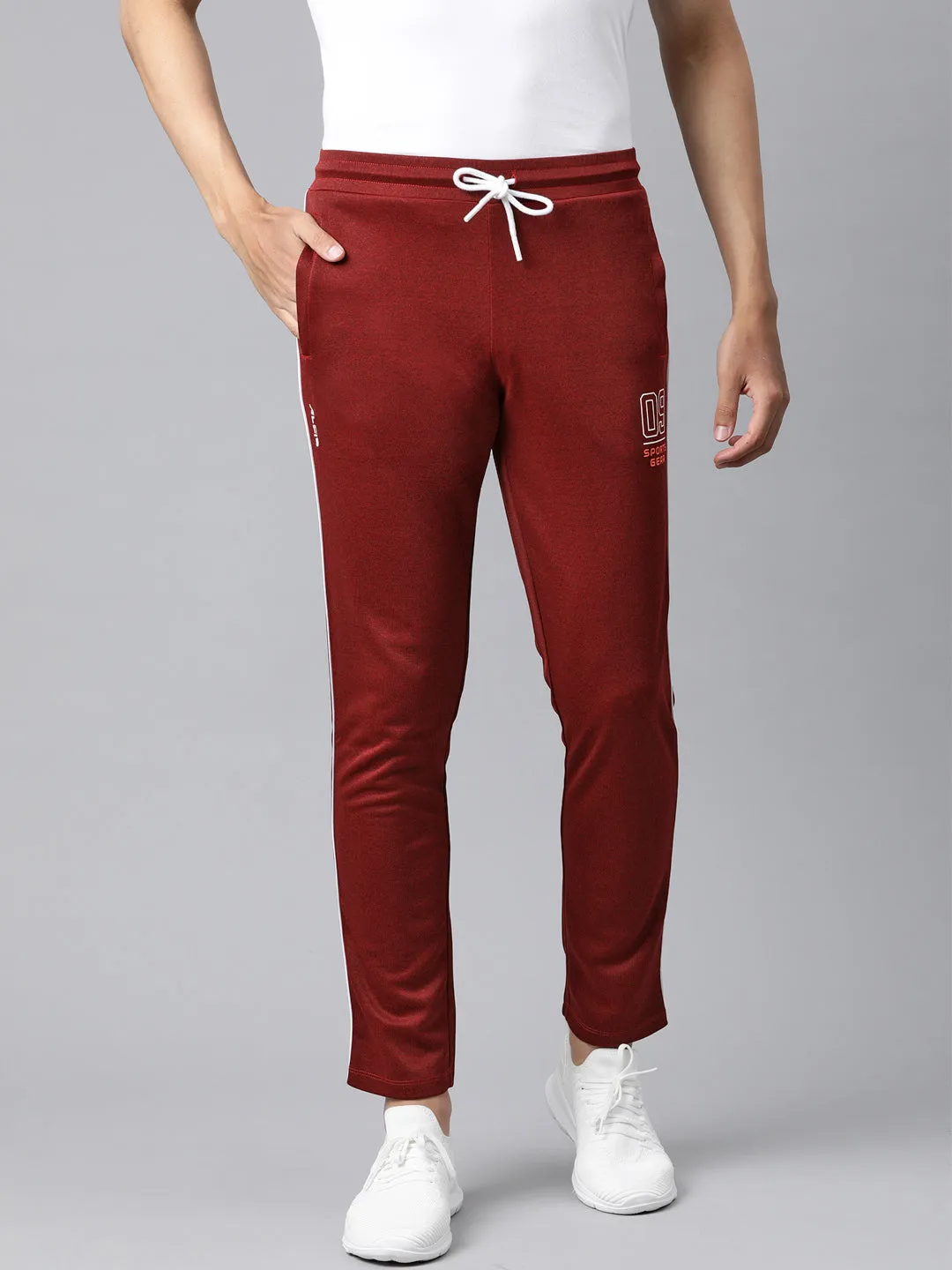 ALCIS Men Printed Maroon Track Pant Reinforced Stress Points