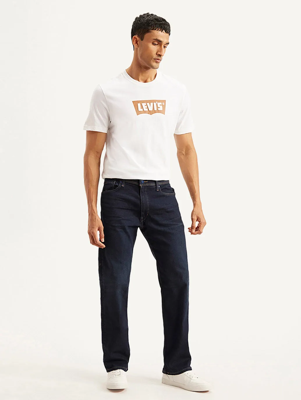 Teen Outfit Night Out Party Look Easy Fashion Men's 555 Navy Blue Relaxed Straight Mid Rise Utility  Jeans