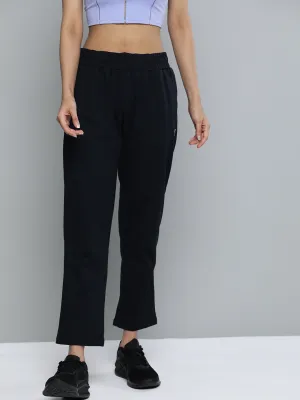 Alcis Women Navy Blue Solid Bootcut Track Pants Neutral Tone Training Comfort