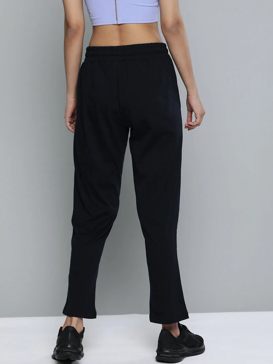 windproof BreathableLining Alcis Women Navy Blue Solid Bootcut Track Pants