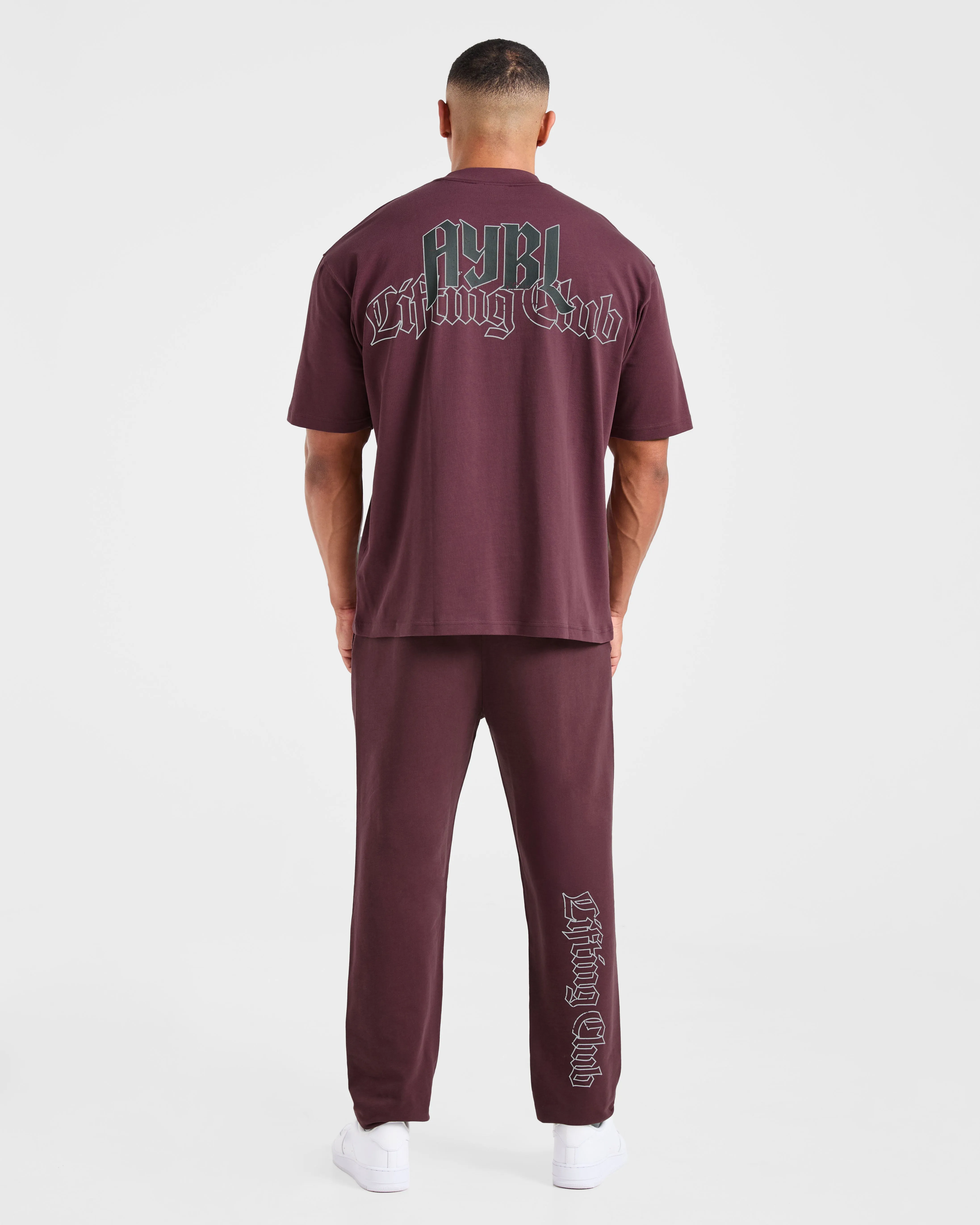 Lifting Club Gothic Oversized Joggers - Dusty Plum/Black NonChafingEdges Shape Retention