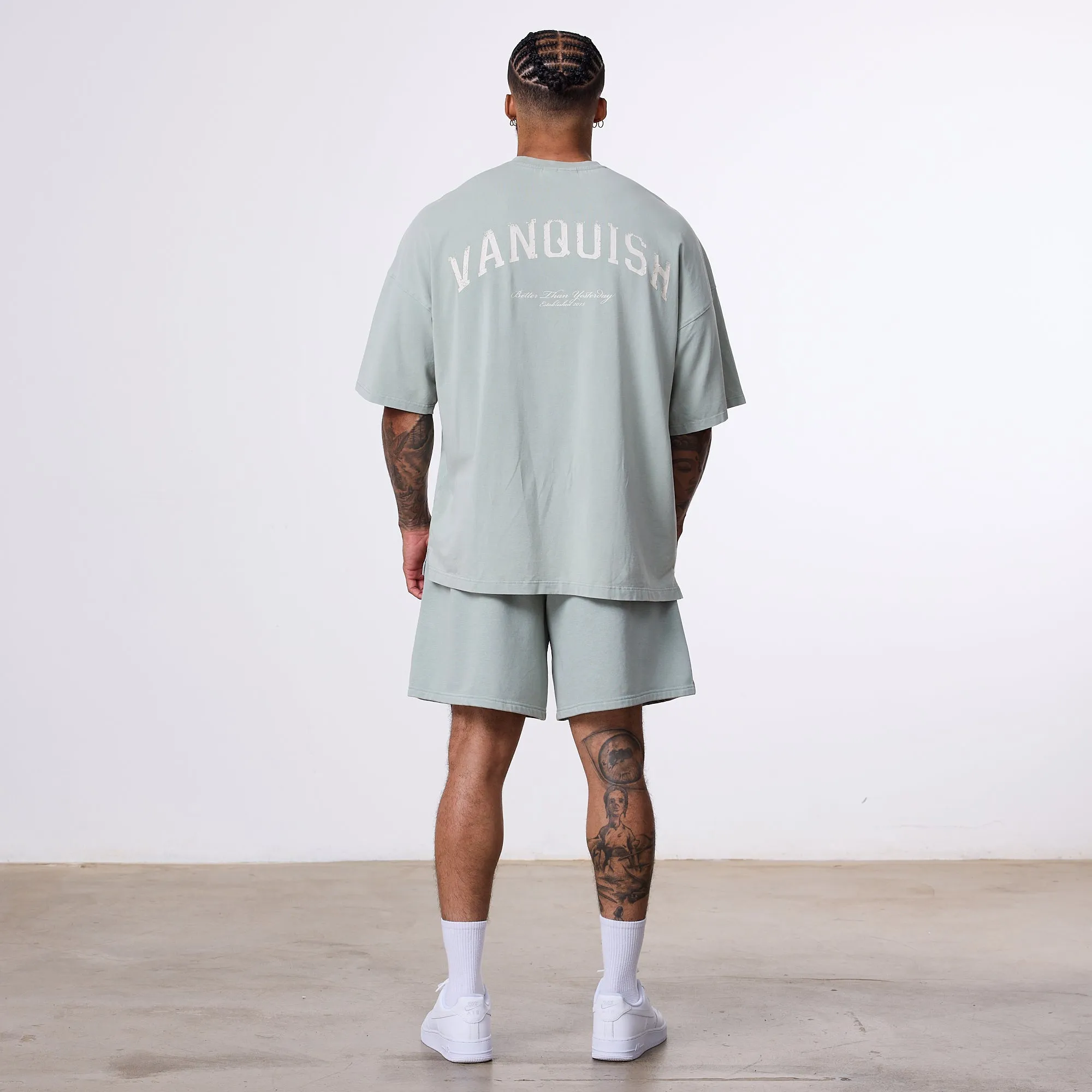 Vanquish Better Than Yesterday Washed Green Sweat Shorts Gloves