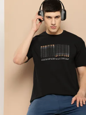 Lightweight Layering Alcis Men Black Typography Printed T-shirt