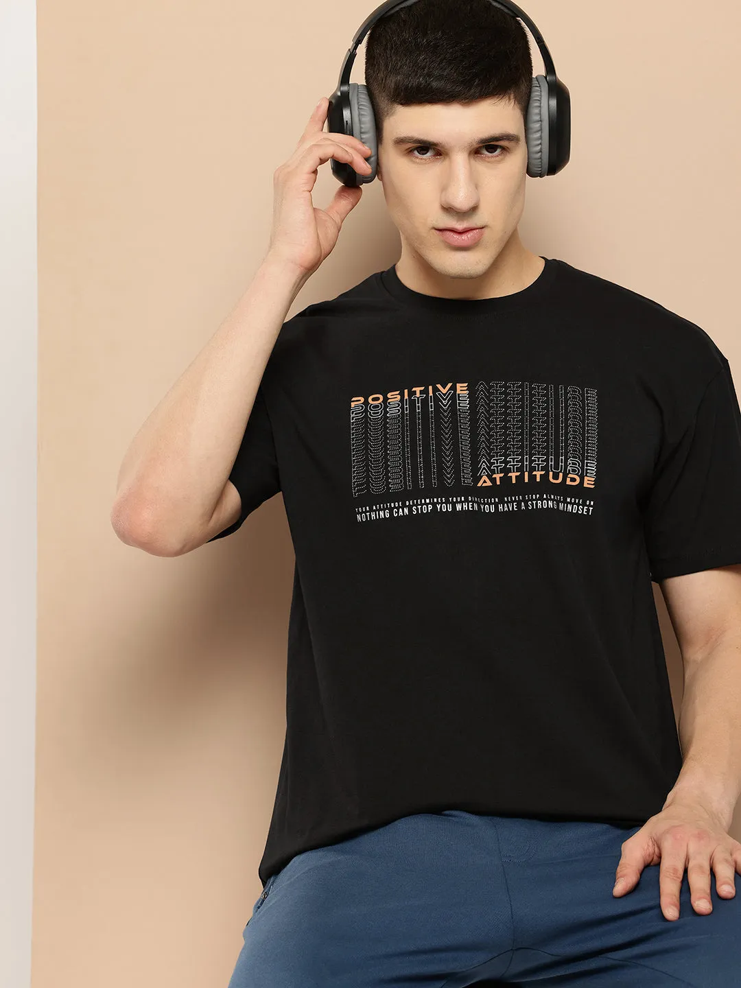 Lightweight Layering Alcis Men Black Typography Printed T-shirt