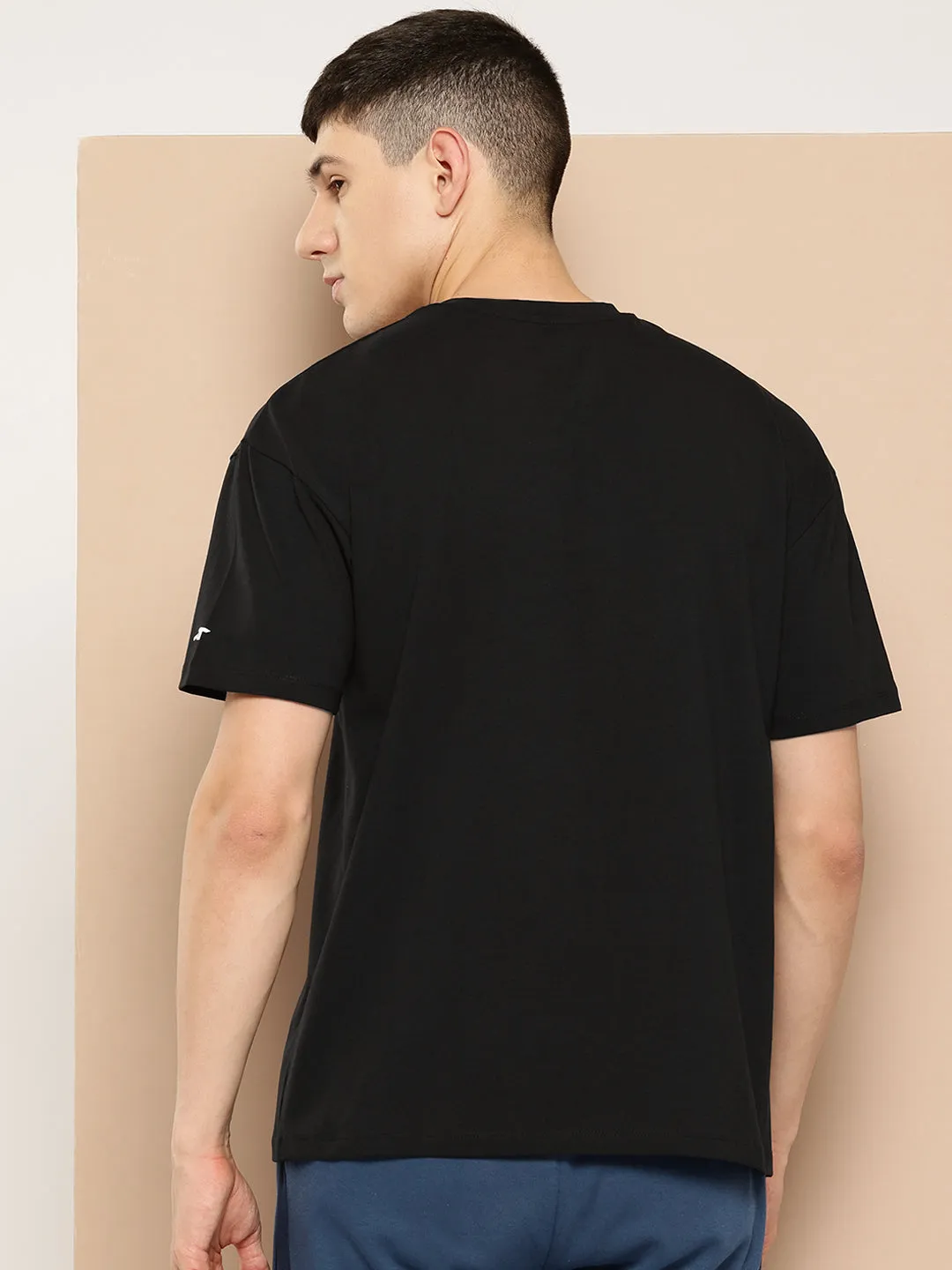 Alcis Men Black Typography Printed T-shirt Regular Fit Weather Guard