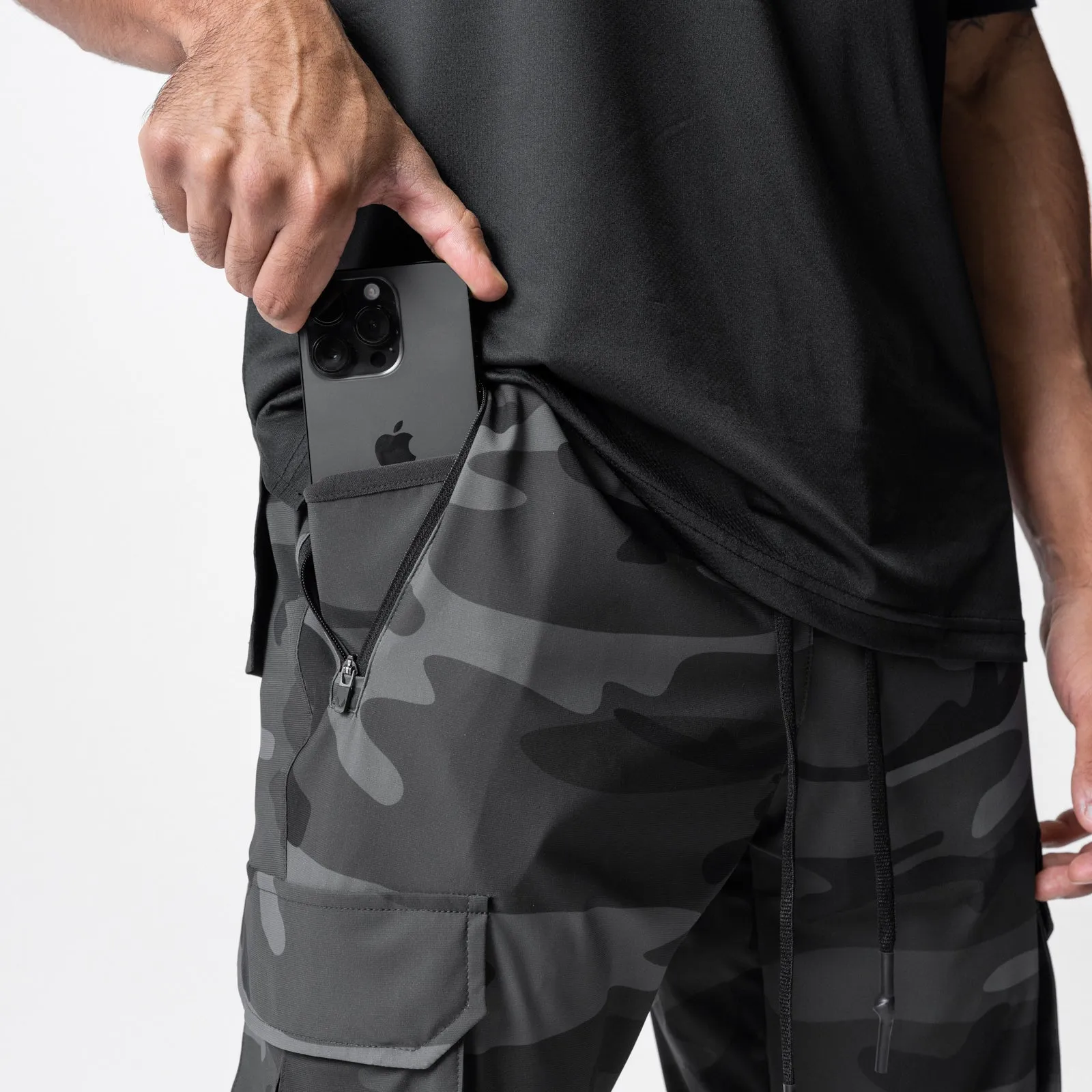 0437. Tetra-Lite? Cargo High Rib Jogger - Black Camo Thermal regulation Flexible Motion