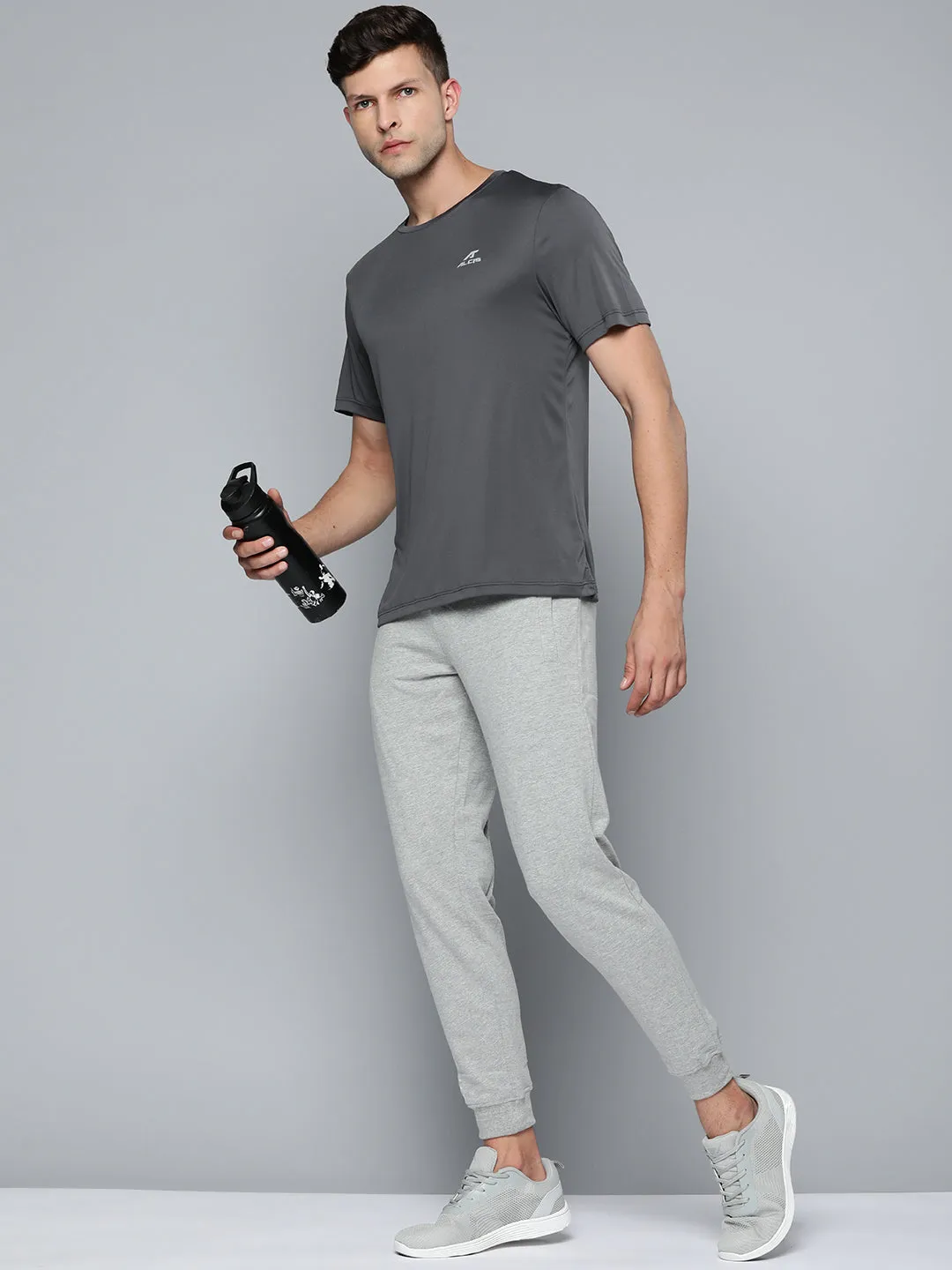 Alcis Men Dark Grey Wonder T-shirt Layered Paneling Hero Tale