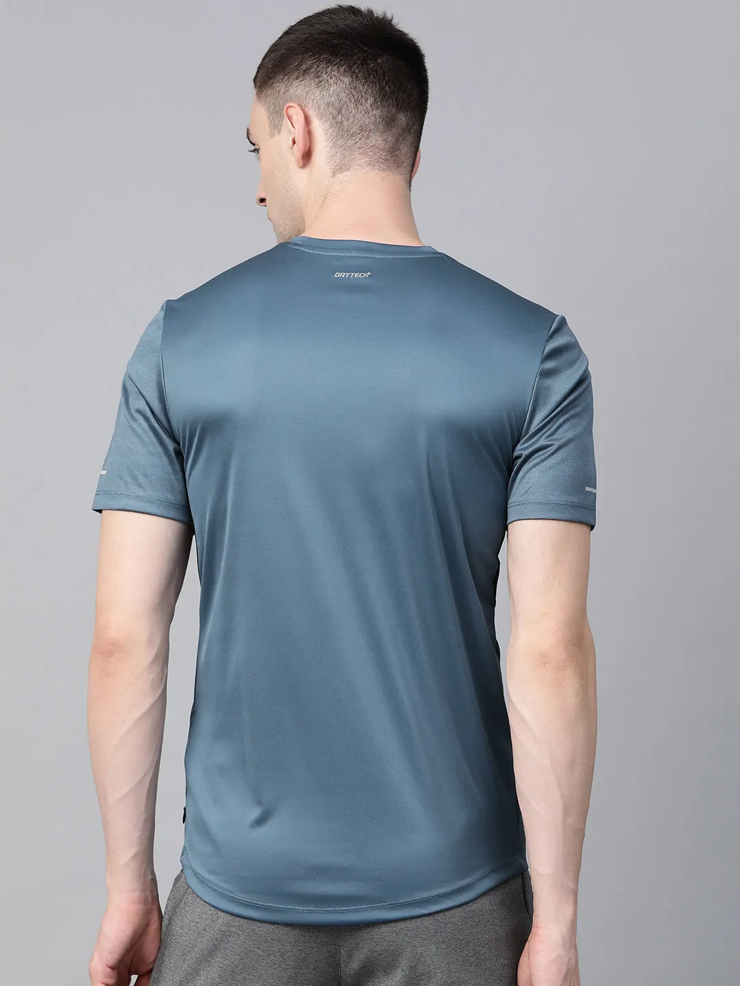 Alcis Men Blue Printed Round Neck T-shirt Stage Feel