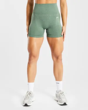 Multi Pocket System Premium Feel Empower Seamless Shorts - Olive Marl