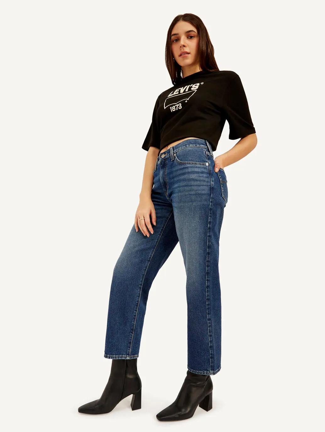 Neat Look Women's 94 Blue Baggy Fit High Rise Jeans