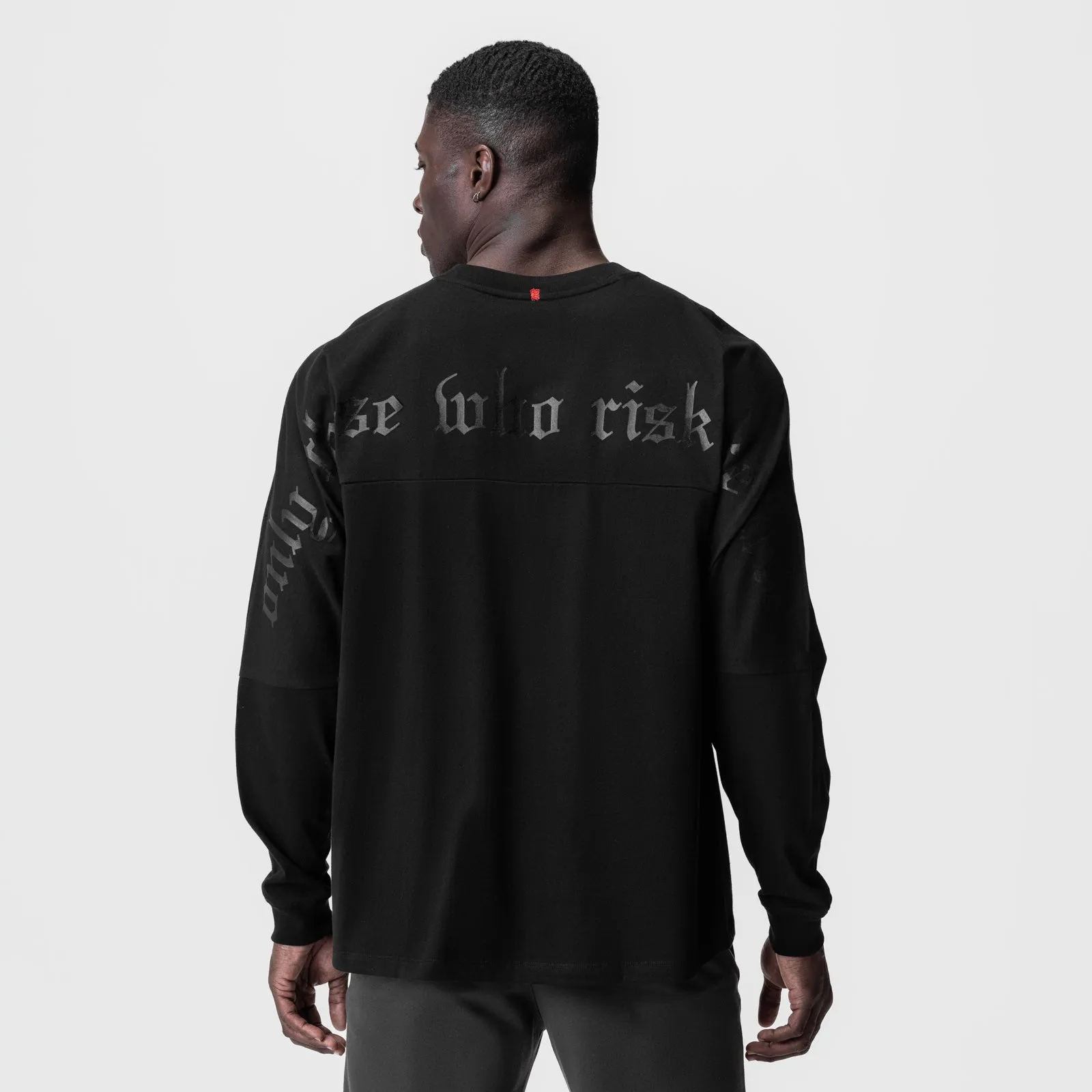 0851. Tech Essential? Relaxed Long Sleeve - Black/Black "OTWR" Flower