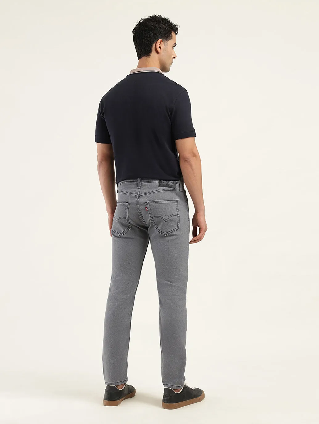 Men's 512 Charcoal Grey Slim Tapered Fit Mid Rise Jeans Balanced Wardrobe Routine Wear