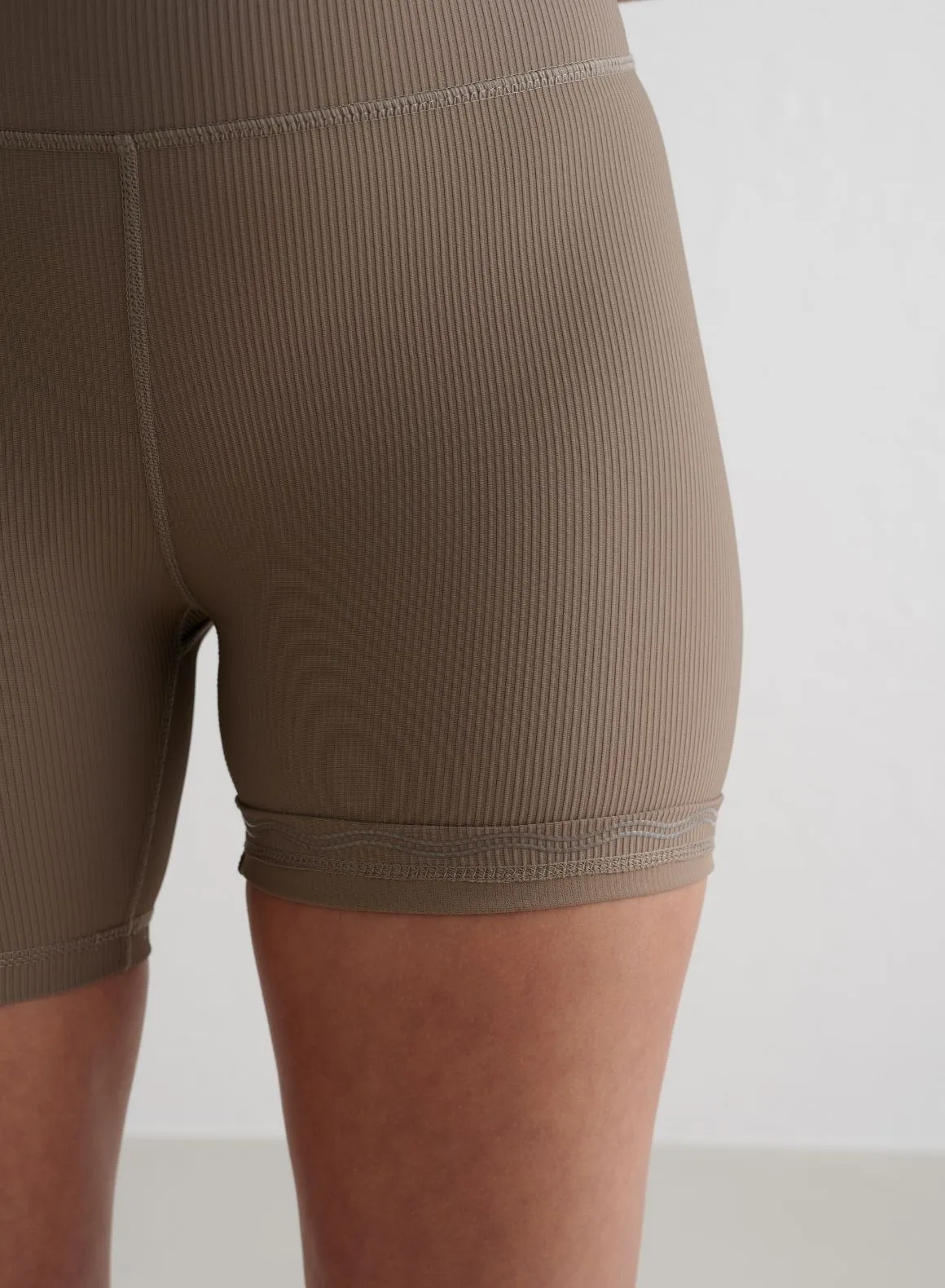 Nougat Ribbed Performance Midi Biker Shorts Soft touch finish maternity option