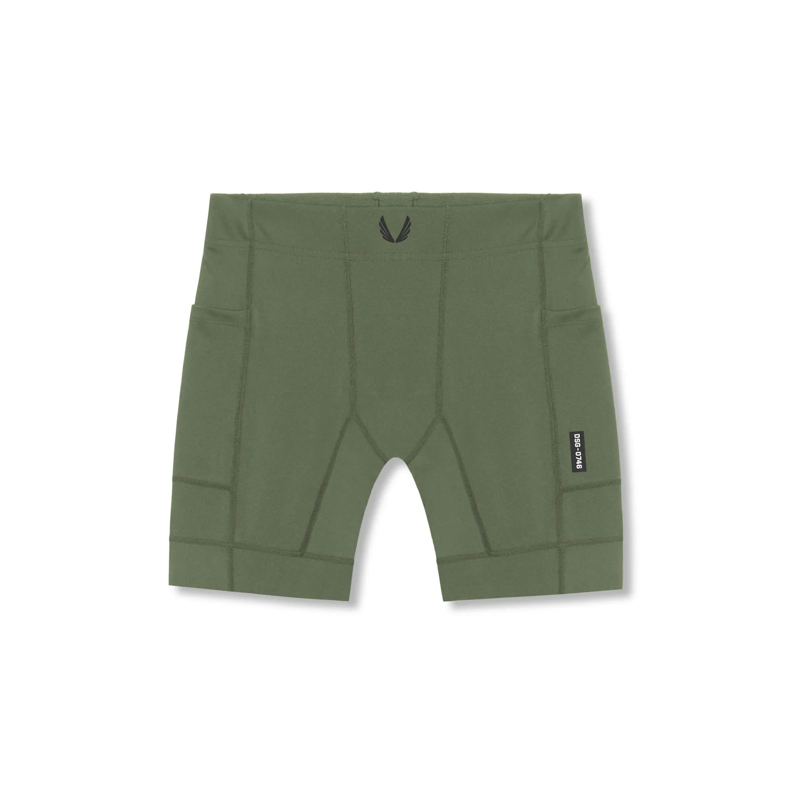 0746. WarpFlexx? Side Pocket 1/2-Length Legging - Olive gym kit Mesh Fabric