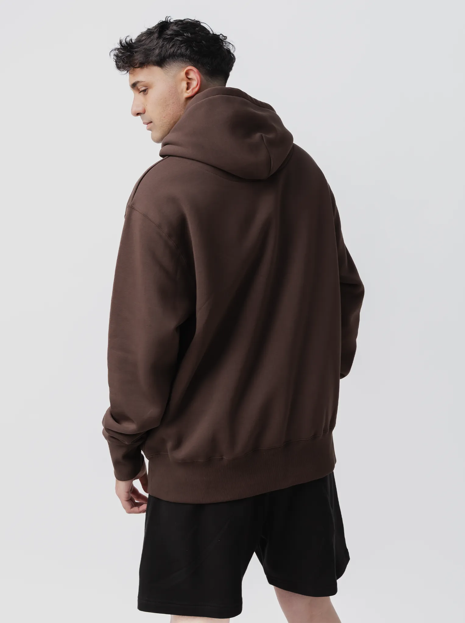 Athletic Heavyweight Pullover in Umber High Collar Coverage Eco Friendly Dye Process