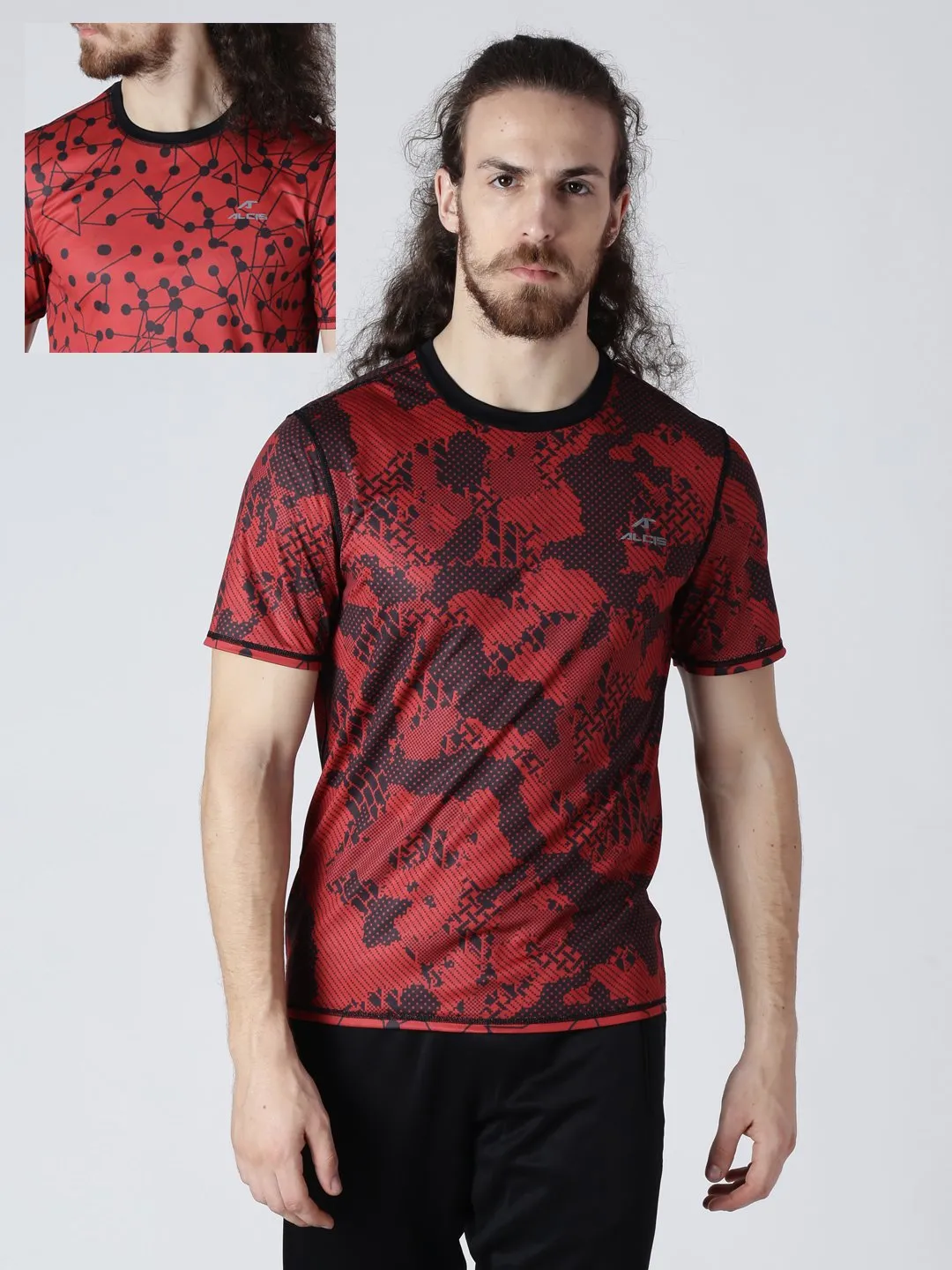 Alcis Men Pack Of Two Red Printed Round Neck Slim Fit T-shirt Vintage Soul
