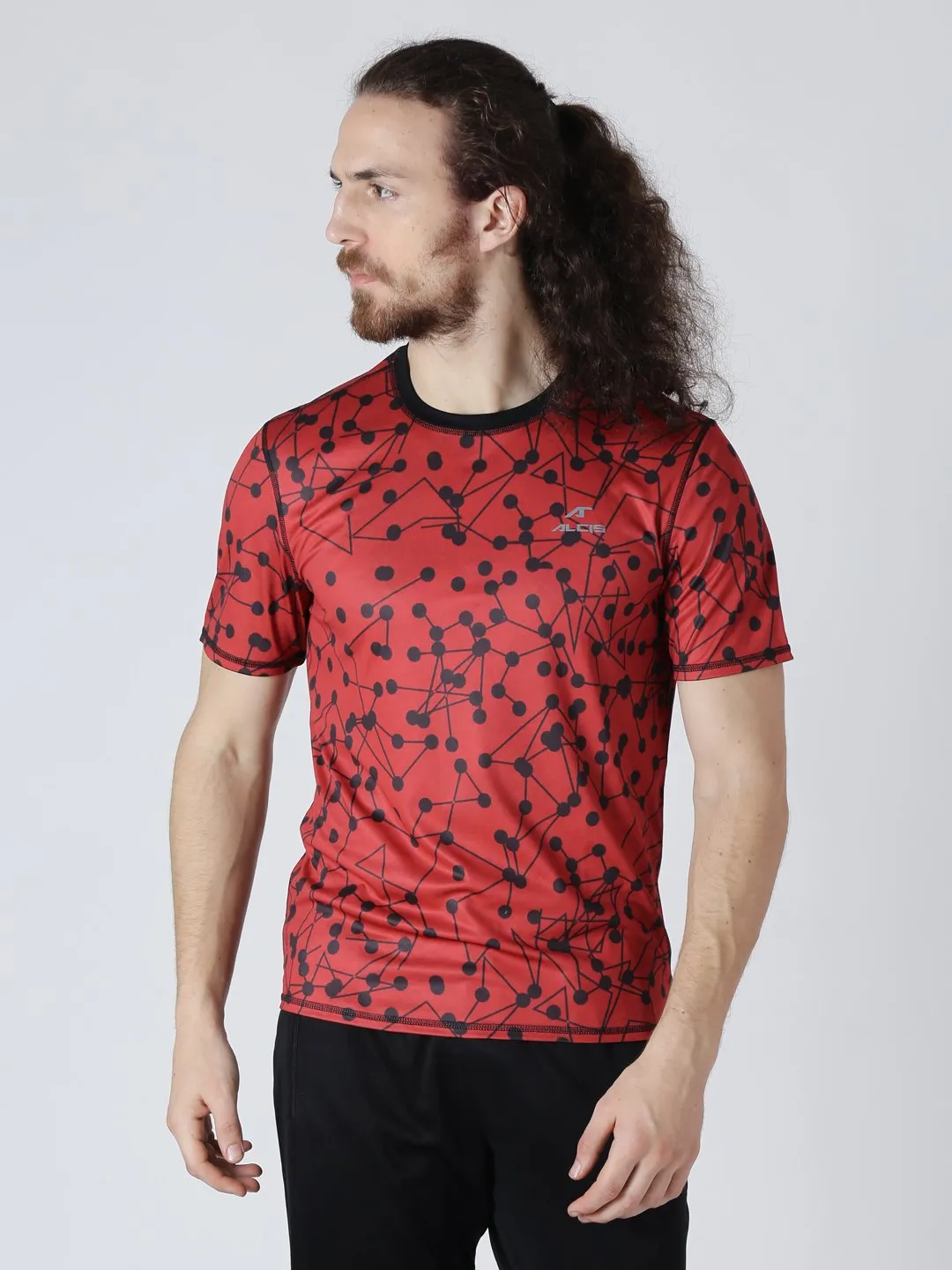 Alcis Men Pack Of Two Red Printed Round Neck Slim Fit T-shirt FlexibleCollar Beauty Glow