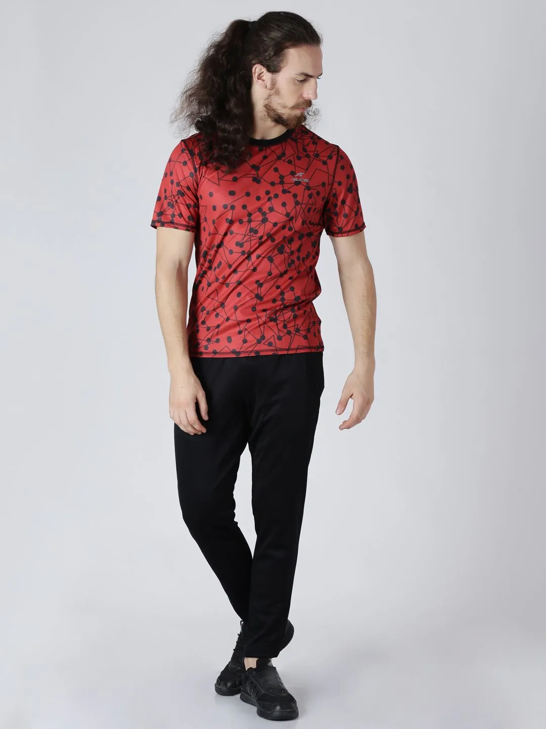 ElasticFree Zoom Proper Alcis Men Pack Of Two Red Printed Round Neck Slim Fit T-shirt