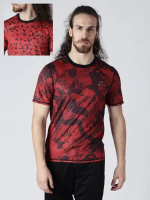 Alcis Men Pack Of Two Red Printed Round Neck Slim Fit T-shirt Vintage Soul