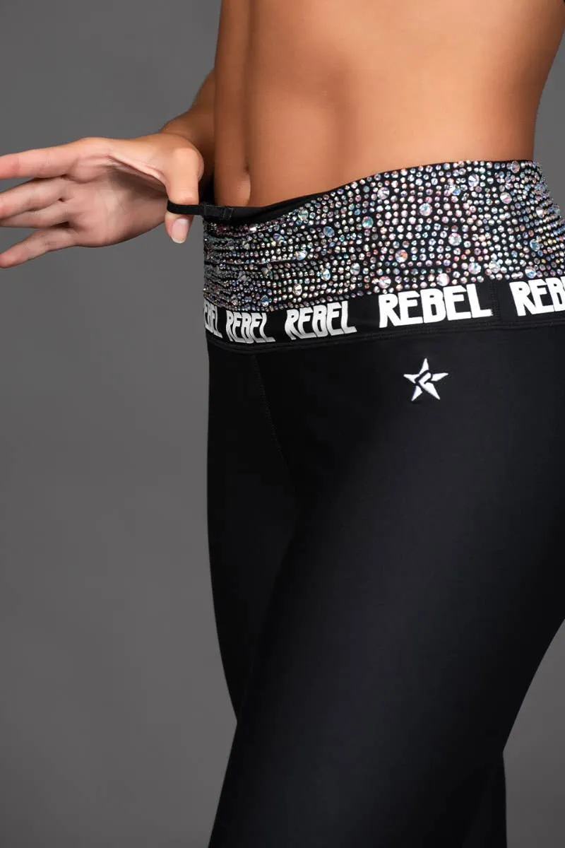 Tagless Labeling Crystal Couture High Rise Capri in Glam - Special Order