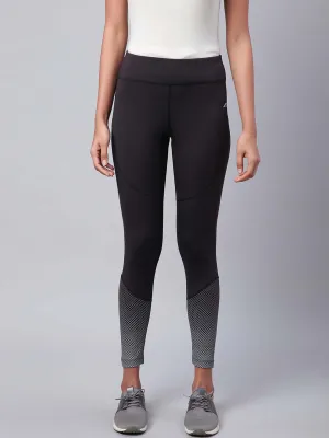 Alcis Women Black Grey Drytech  Printed Cropped Training Tights high waisted Comfy Style
