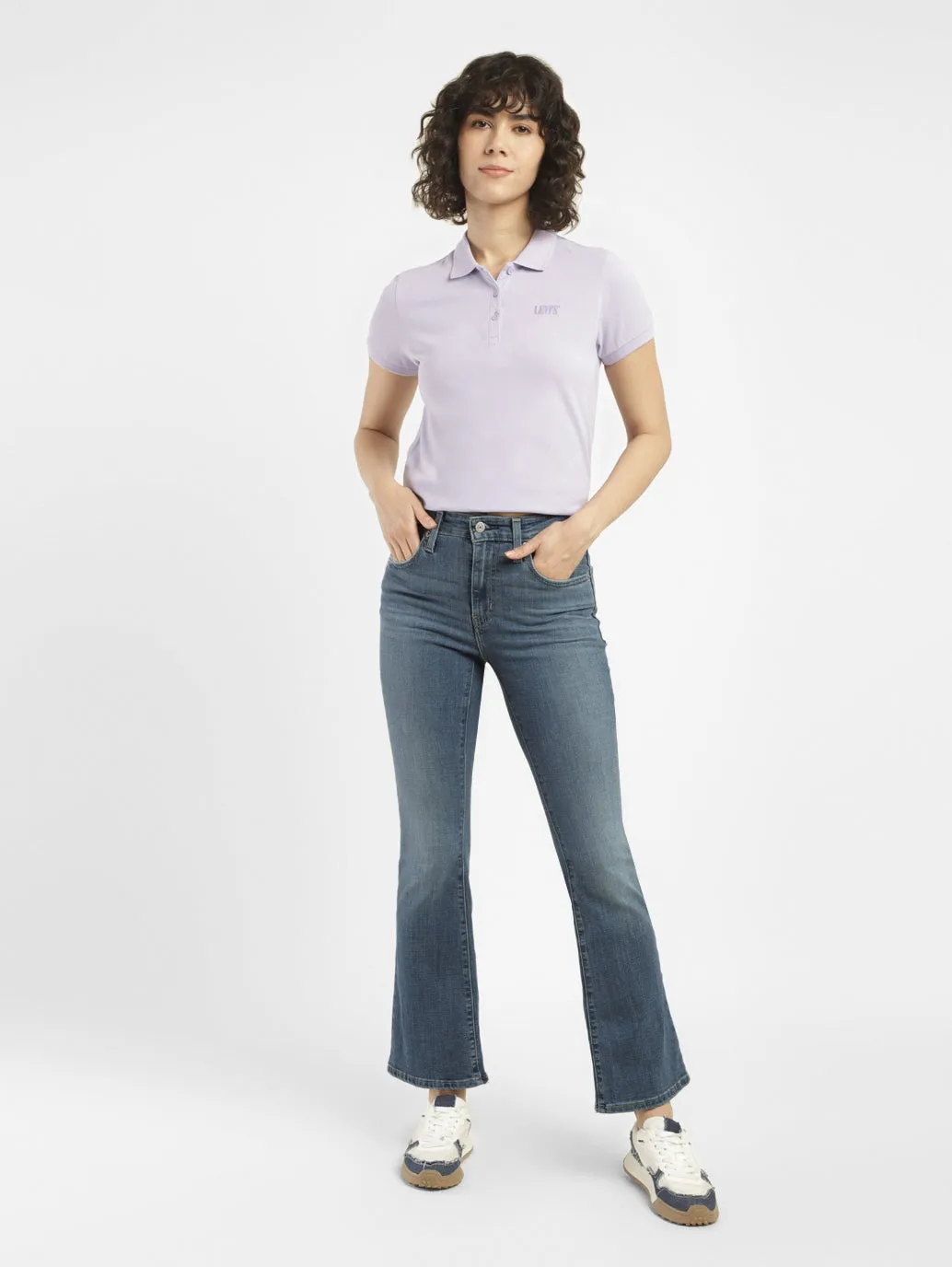 Women's 725 Blue Flared Fit Mid Rise Jeans Casual Friday Classic