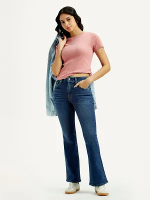 Women's 726 Dark Indigo Flared Fit High Rise Jeans Family Style Minimalist Style Date Night
