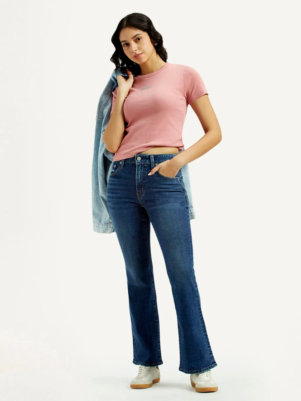 Women's 726 Dark Indigo Flared Fit High Rise Jeans Family Style Minimalist Style Date Night