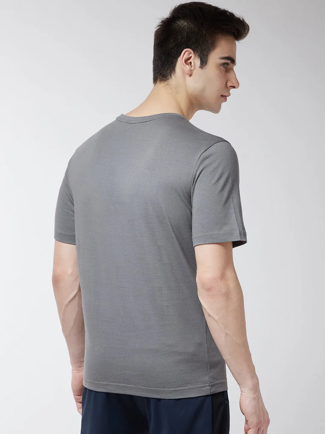 EcoFriendlyProduction Cozy Vibe Alcis Men Grey Printed Round Neck T-shirt