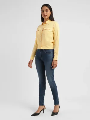 Women's 721 Blue Skinny Fit High Rise Jeans Winter Fashion Fade Resistant Finish