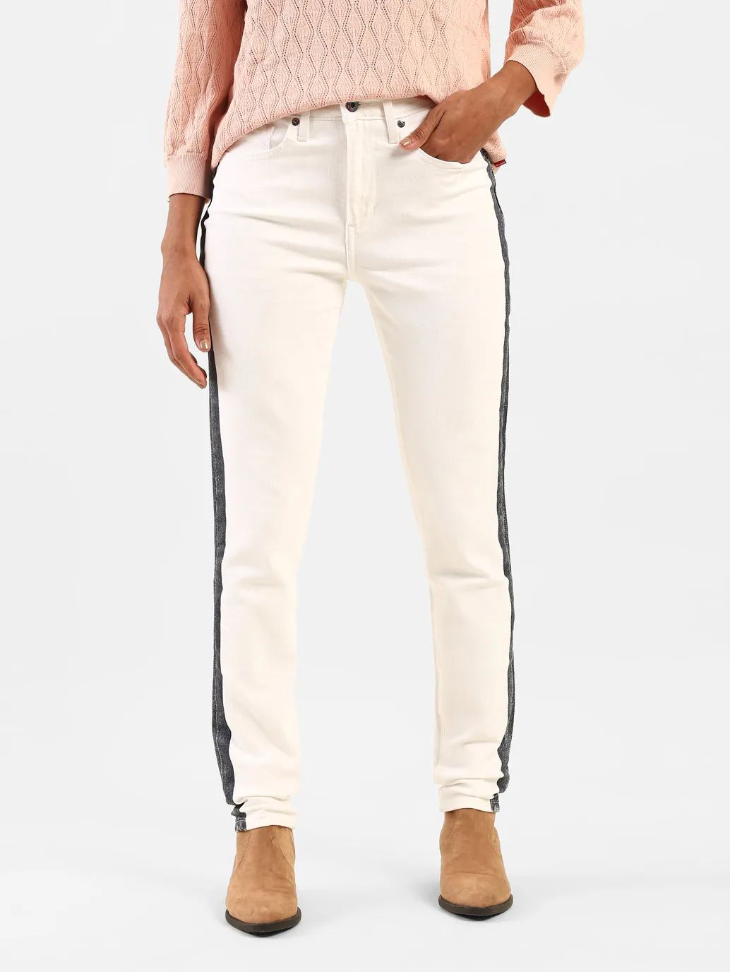 Abrasion Resistant Denim Women's 721 White Skinny Fit High Rise Jeans