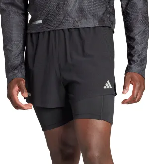 Side Pockets adidas Ultimate 2 In 1 Mens Running Shorts - Black