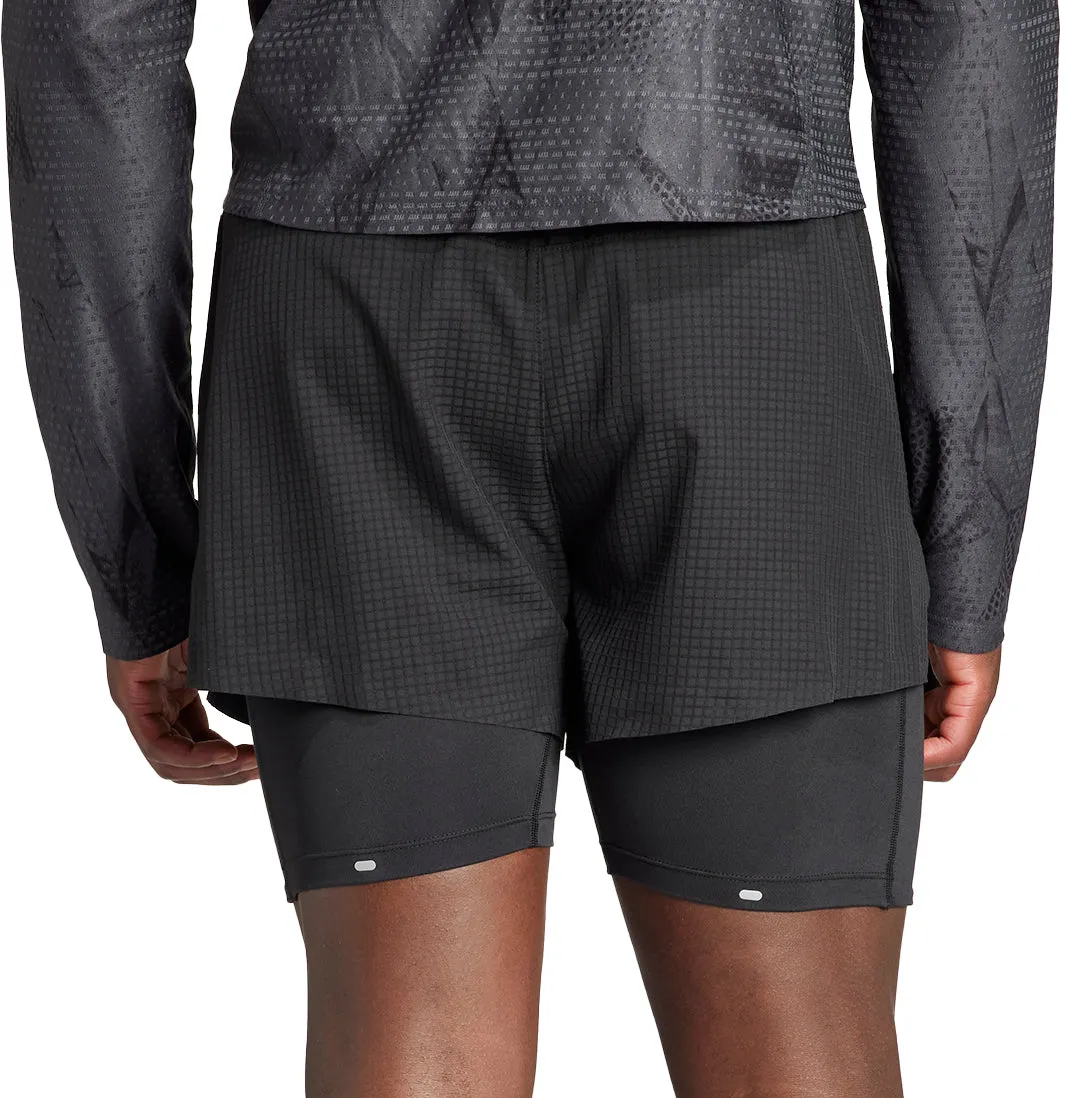 adidas Ultimate 2 In 1 Mens Running Shorts - Black entertainment industry Fastening Closure