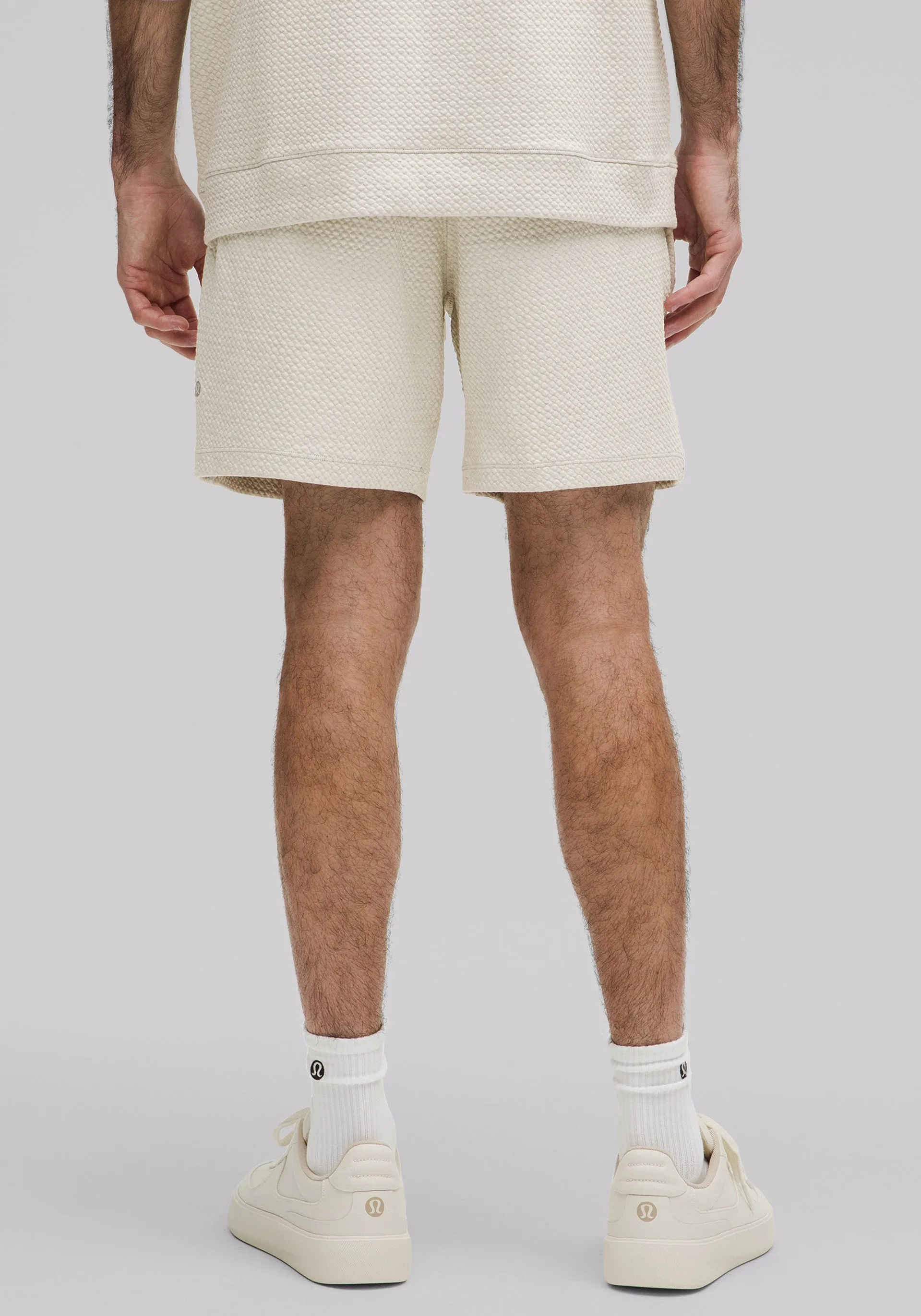 Rubberized Waist Grip Textured Double-Knit Cotton Short 7"
