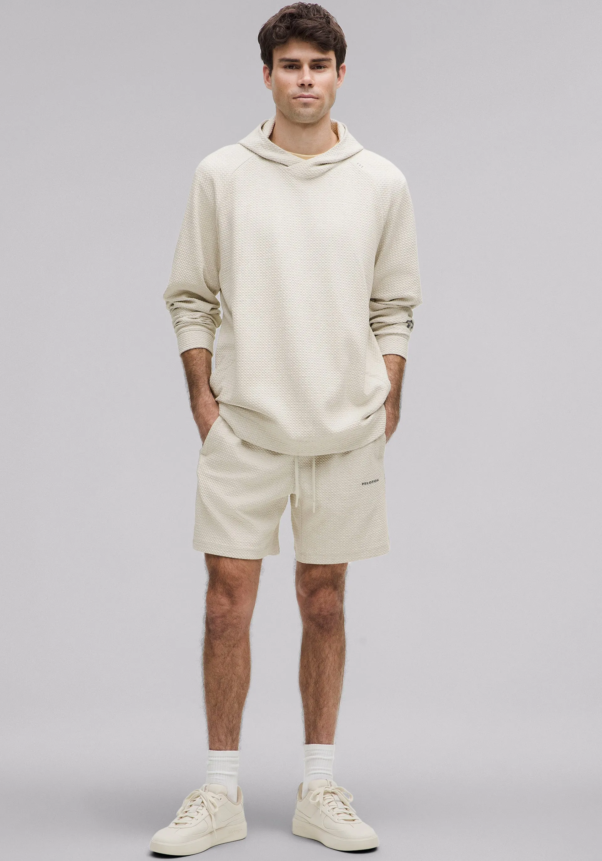 Textured Double-Knit Cotton Short 7" Non Restrictive Waistband lounging clothes